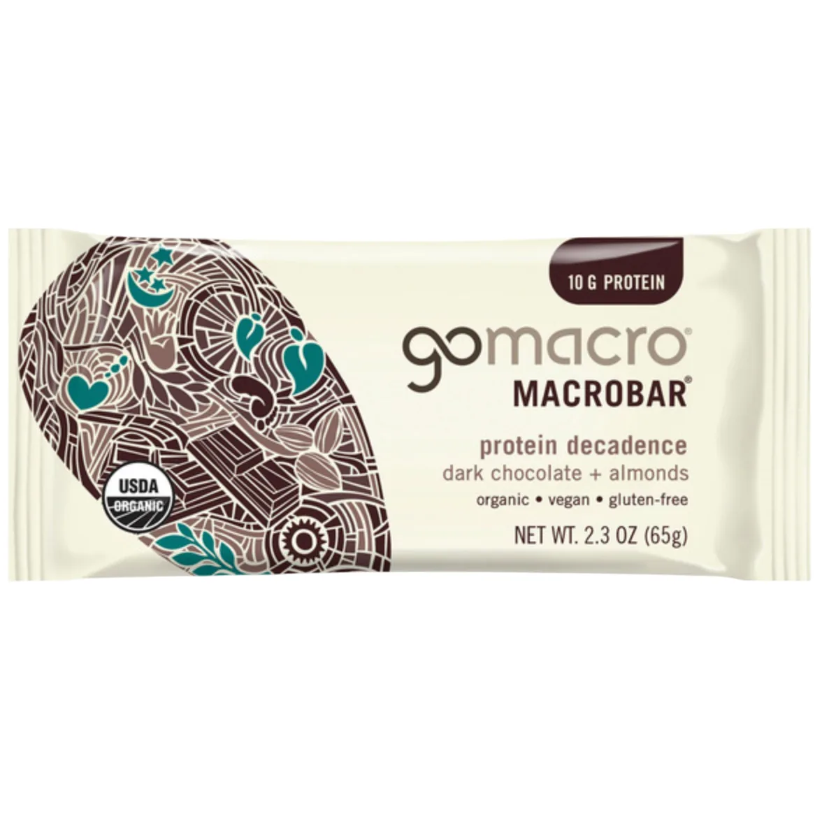 GoMacro Dark Chocolate + Almonds MacroBar protein bar product photo