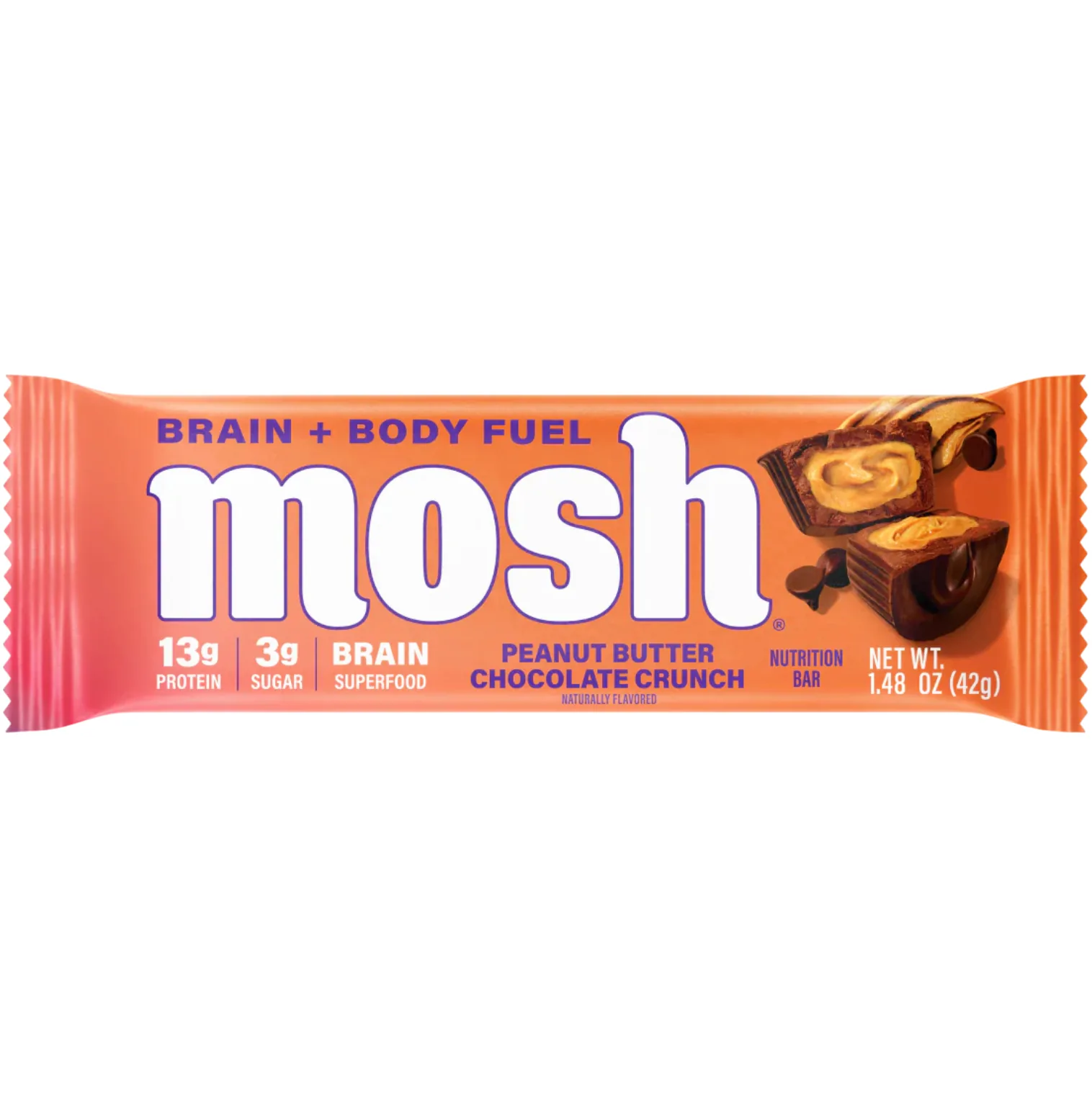 MOSH Peanut Butter Chocolate Crunch protein bar product photo